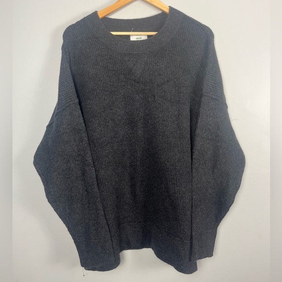Aerie Women's CozyUp Ribbed Charcoal Sweater medium - Picture 1 of 7